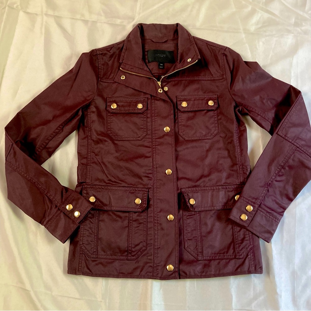 J. Crew TXS maroon color jacket with gold buttons and pockets